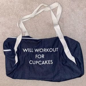 “Will Workout For Cupcakes” Gym/Overnight tote bag